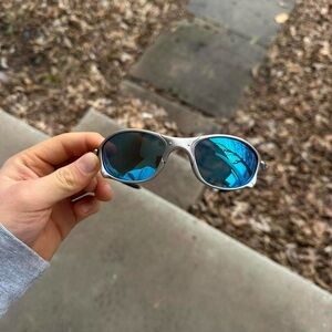 Oakley Silver and Blue Women's Sunglasses